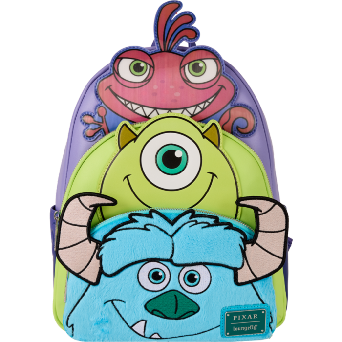 Loungefly Monsters, Inc. Triple Pocket Lenticular + Faux Leather Mini Backpack
