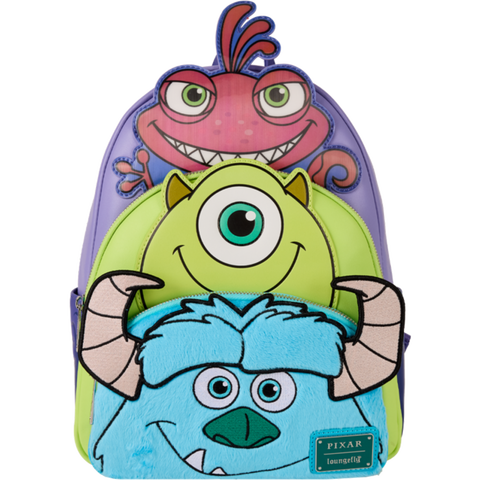 Loungefly Monsters, Inc. Triple Pocket Lenticular + Faux Leather Mini Backpack