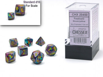 Chessex Mini-Polyhedral 7-Die Set Festive Mosaic/Yellow