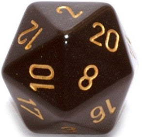 D20 Dice Opaque 34mm Black/Gold