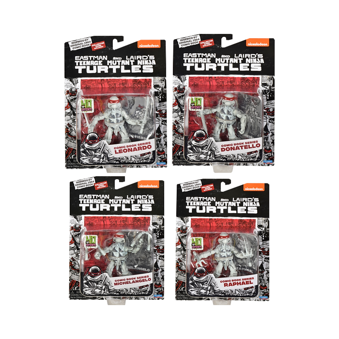 TMNT Classic - Black & White Turtles 40th Anniversary 4" Action Figure 4-Pack