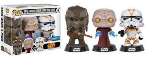 Star Wars - Funko Pop! Figure - 3 Pack Tarfful/ Unhooded Emperor/ Utapau Clone Trooper Walmart Exclusive