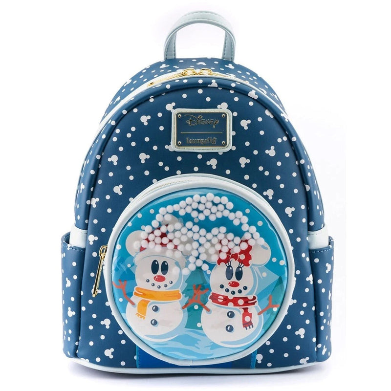 Loungefly Mickey and Minnie Snowman Snow Globe Mini Backpack