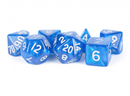MDG 16mm Acrylic Polyhedral Dice Set: Stardust Blue w/ Silver Numbers