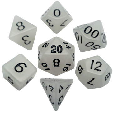 MDG 16mm Acrylic Polyhedral Dice Set: Glow Clear