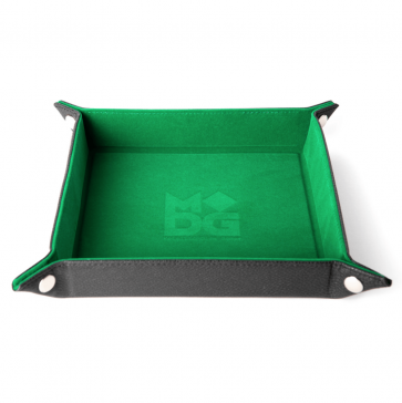 MDG Fold Up Velvet Dice Tray w/ PU Leather Backing: Green