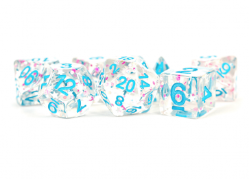 MDG 16mm Resin Polyhedral Dice Set: Clear Confetti