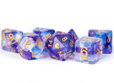 MDG 16mm Resin Polyhedral Dice Set: Unicorn Midnight Fantasy