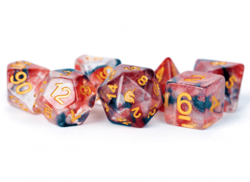 MDG 16mm Resin Polyhedral Dice Set: Unicorn Phoenix Ash