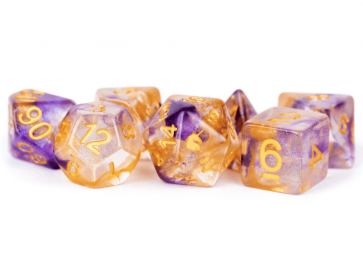 MDG 16mm Resin Polyhedral Dice Set: Unicorn Royal Sunset