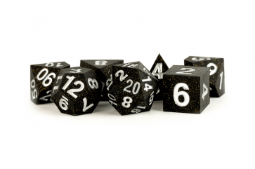 MDG 16mm Sharp Edge Silicone Rubber Polyhedral Dice Set: Gold Scatter