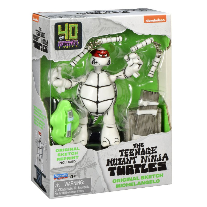 Teenage Mutant Ninja Turtles 40th Anniversary Original Sketch Michelangelo Figure With Base & Original Sketch Print