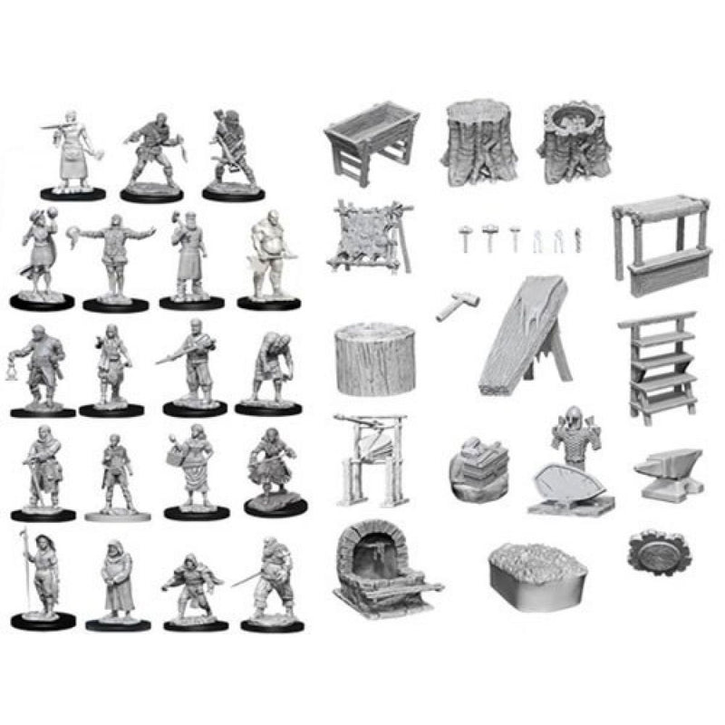 WizKids Deep Cuts Unpainted Miniatures - Townspeople Accessories