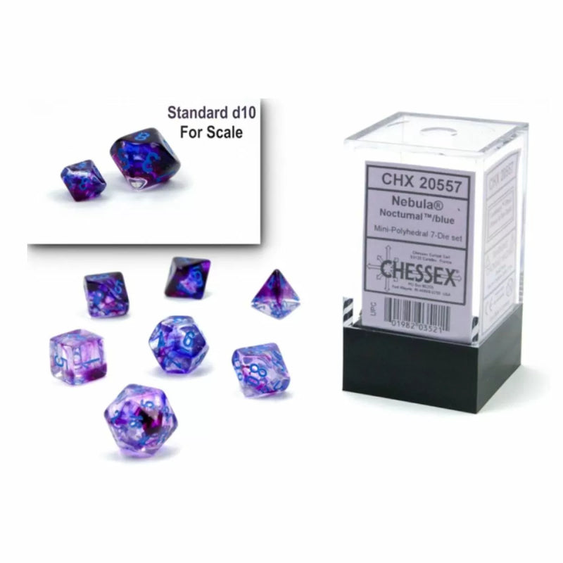 Chessex Nebula Mini Nocturnal/Blue Luminary 7-Die Set