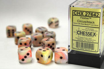 Chessex 16mm D6 Dice Block Festive Circus/Black
