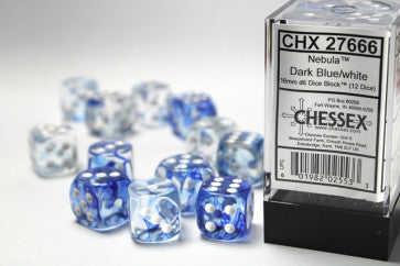 Chessex 16mm D6 Dice Block Nebula Dark Blue/White