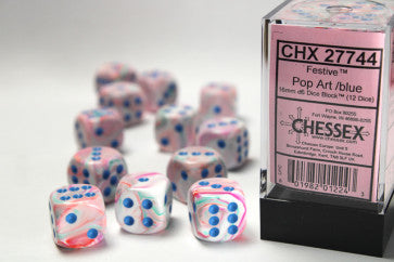 Chessex 16mm D6 Dice Block Festive Pop Art/Blue