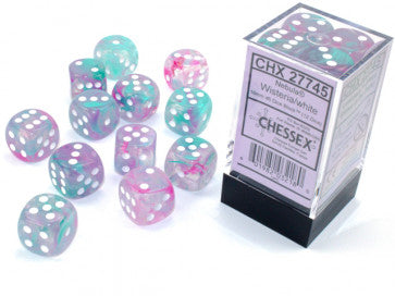 Chessex 16mm D6 Dice Block Nebula Wisteria/White (Luminary Effect)