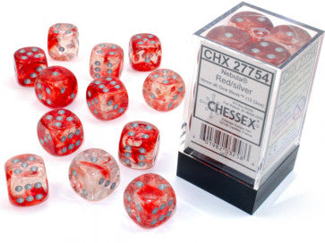Chessex 16mm D6 Dice Block Nebula Red/Silver (Luminary Effect)