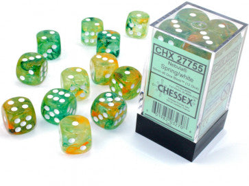 Chessex 16mm D6 Dice Block Nebula Spring/White (Luminary Effect)