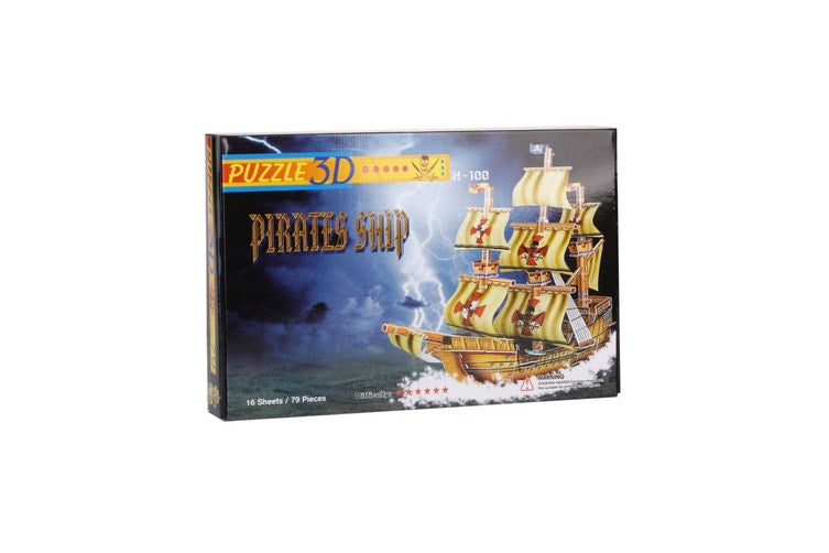 Zilipoo Pirate Ship 3D Building Toy DIY 79 Piece 3D Model Building Kit