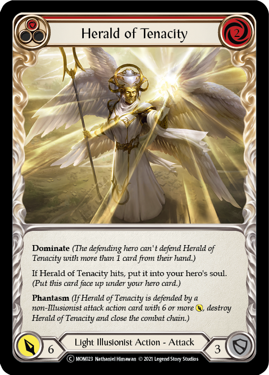 Herald of Tenacity (Red) (Rainbow Foil) [U-MON023-RF] Unlimited Rainbow Foil