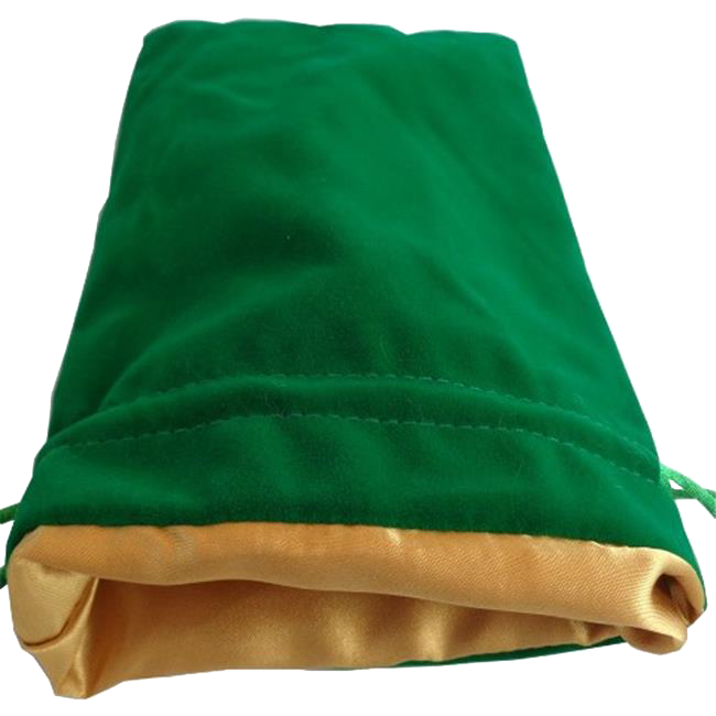 MDG Large Velvet Dice Bag: Green w/ Gold Satin