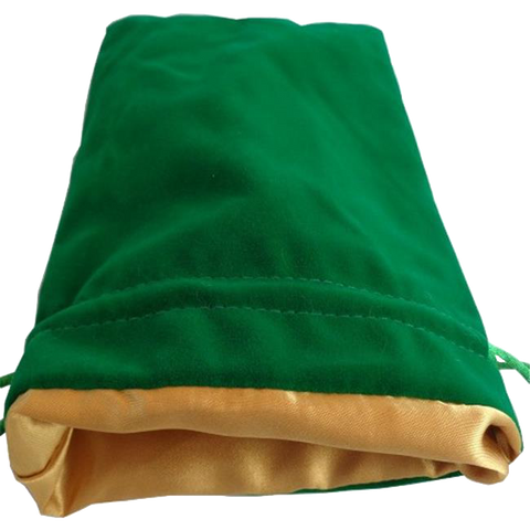 MDG Large Velvet Dice Bag: Green w/ Gold Satin