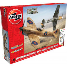 AIRFIX SUPERMARINE SPITFIRE MKVB MESSERSCHMITT BF109E DOGFIGHT DOUBLES GIFT SET 1:48