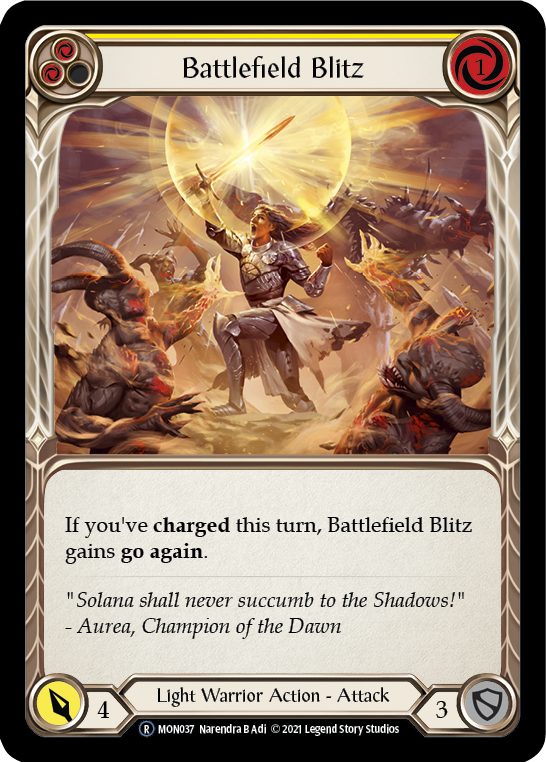 Battlefield Blitz (Yellow) (Rainbow Foil) [U-MON037-RF] Unlimited Rainbow Foil