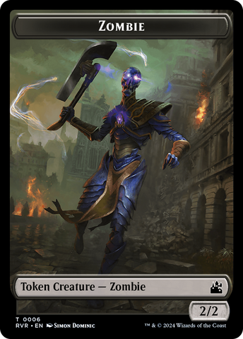 Elf Knight // Zombie Double-Sided Token [Ravnica Remastered Tokens]