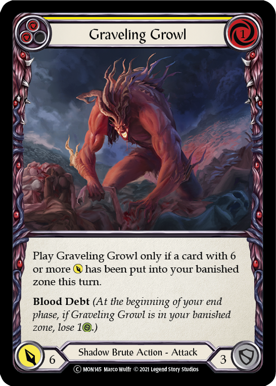 Graveling Growl (Yellow) (Rainbow Foil) [U-MON145-RF] Unlimited Rainbow Foil