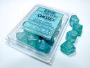 Chessex D10-Die Set Dice Borealis Teal/gold Luminary (7 Dice in Display)