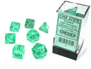 Chessex D7-Die Set Dice Borealis Polyhedral Light Green/gold Luminary (7 Dice in Display)