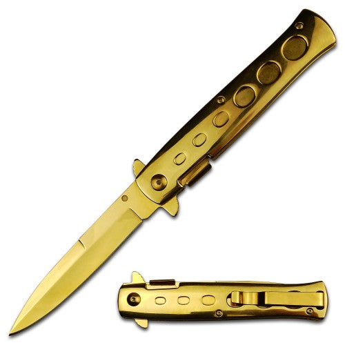 Gold Stiletto Folding Knife