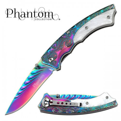 Phantom Collection - Rainbow Scroll Folding Knife