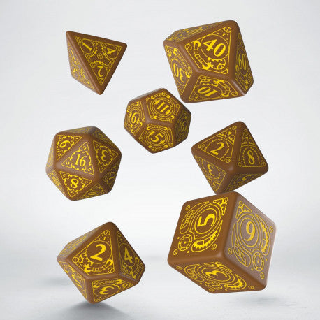 Steampunk Brown & yellow Dice Set (7)
