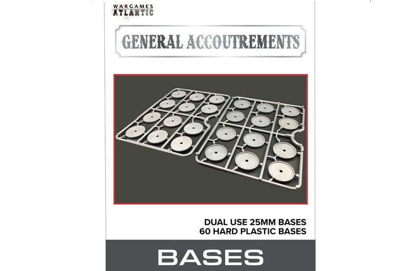 General Accoutrements: 25mm Dual Use Bases - 60 Hard Plastic Bases