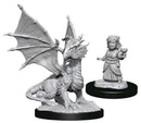 Miniature - Unpainted Silver Dragon Wyrmling & Halfling