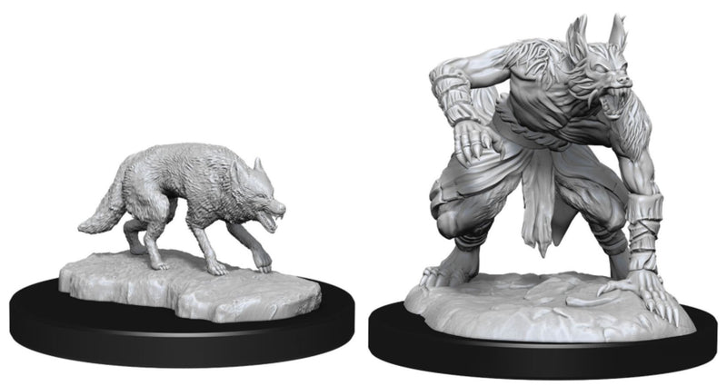 Miniature - D&D - Unpainted Jackalwere & Jackal