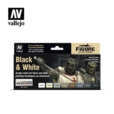 Vallejo 70151 Model Colour Black & White Set Box Acrylic Paint Set