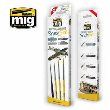 Ammo by MIG Brushes Chipping and Detailing Brush Set