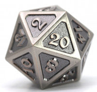 Dice Metal D20 Mythica Battleworn Silver