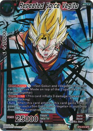 Repeated Force Vegito BT2-012 SR Dragon Ball Super Card Game TCG