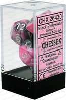 Chessex D7-Die Set Dice Gemini Polyhedral Black-Pink/White (7 Dice in Display)
