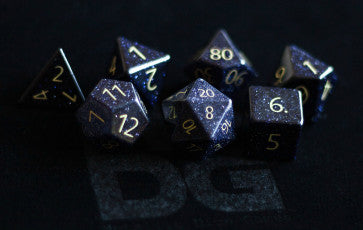 MDG 16mm Polyhedral Dice Set: Engraved Blue Sandstone