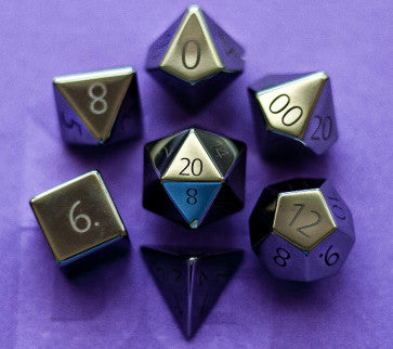 MDG 16mm Polyhedral Dice Set: Engraved Hematite