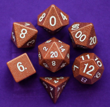 MDG 16mm Polyhedral Dice Set: Goldstone