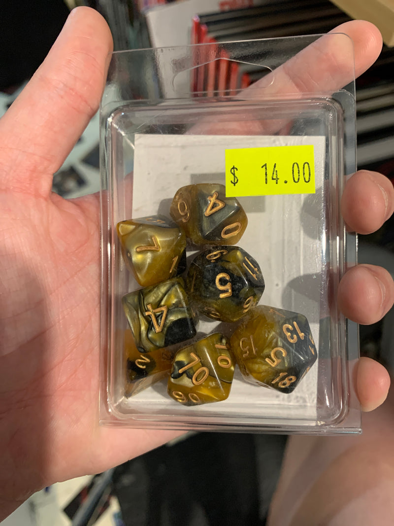 TMG Dice High Crimes - Black/Yellow Fusion (Set of 7)
