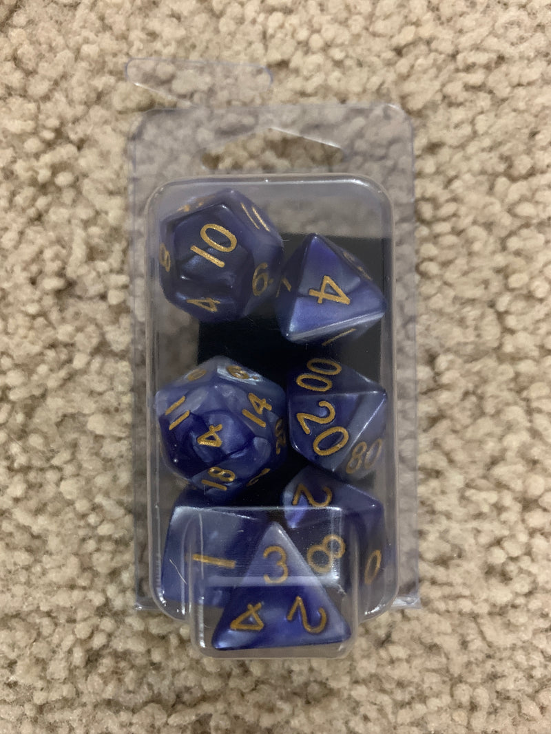 MDG Combo Attack Acrylic Dice Set Gold Numbers - Blue/White